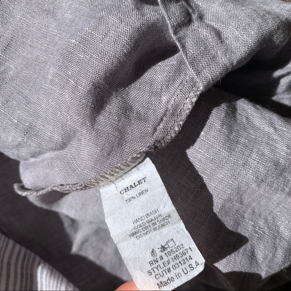 Chalet gray and white striped Linen loganlook top - Picture 11 of 13